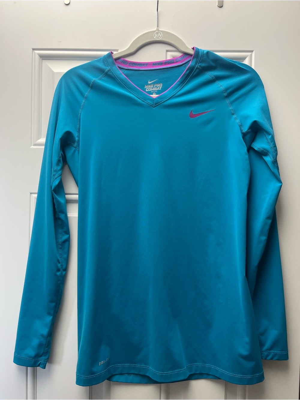 Nike Women’s Teal Long-Sleeve Performance Top with Purple Swoosh